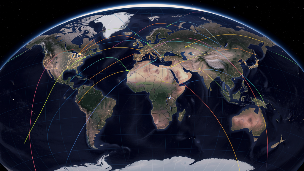 Astrocartography - world map with location lines