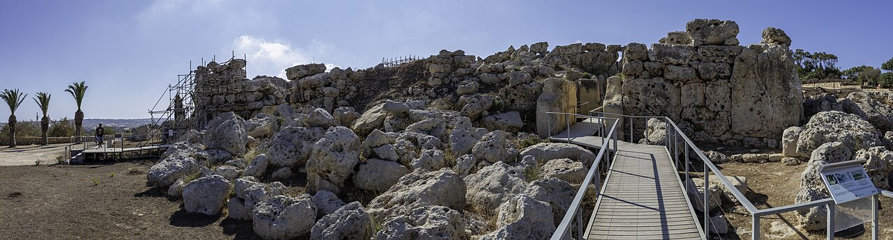 The &Gcaron;gantija megalithic temple on Gozo, Malta — massive coralline limestone blocks forming the oldest free-standing temple complex in the world
